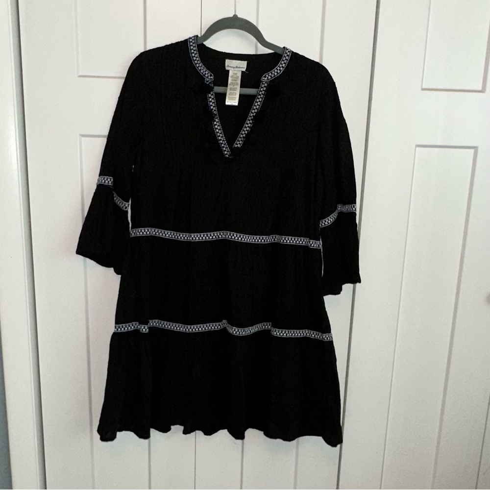 Tommy Bahama Black Tunic with Blue Trim